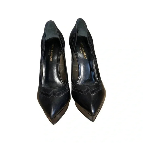 Saint Laurent Janis Flash Black Leather 105mm Pump Size 39 - Picture 7 of 11